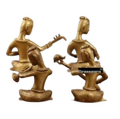 Brassaura™ Brass Handcrafted Set of 4 Indian Folk Musicians – Height 4 Inches & Total Weight 2 Kgs