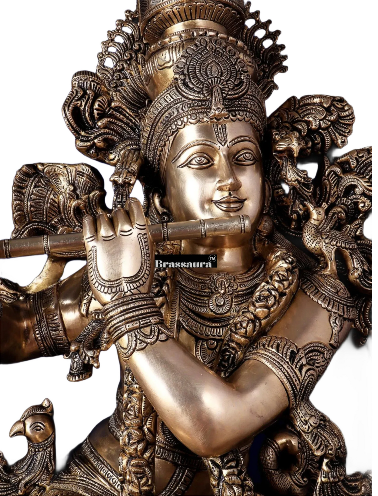 Brassaura™ Exquisite Handcrafted Brass Lord Krishna Sculpture – Height 48 Inches & Weight 75 Kgs