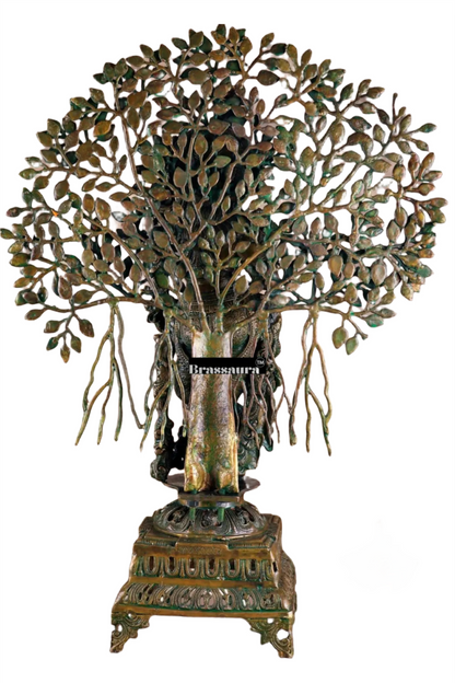 Brassaura™ Krishna Muralidhari Brass Idol – Height 35" | Weight 31 Kgs | Antique Gold Finish
