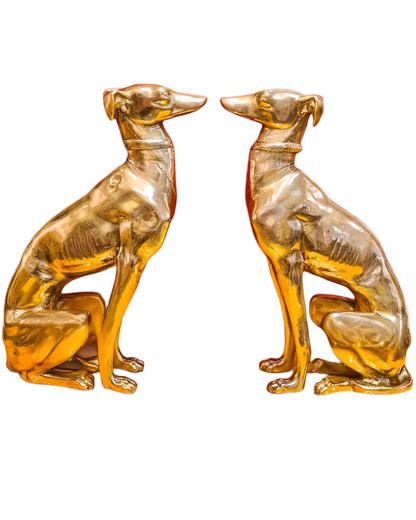 Brassaura™ Brass Dog Statue Pair – Height 23 Inches Each & Total Weight 26 Kgs | Vastu & Feng Shui Home Protection