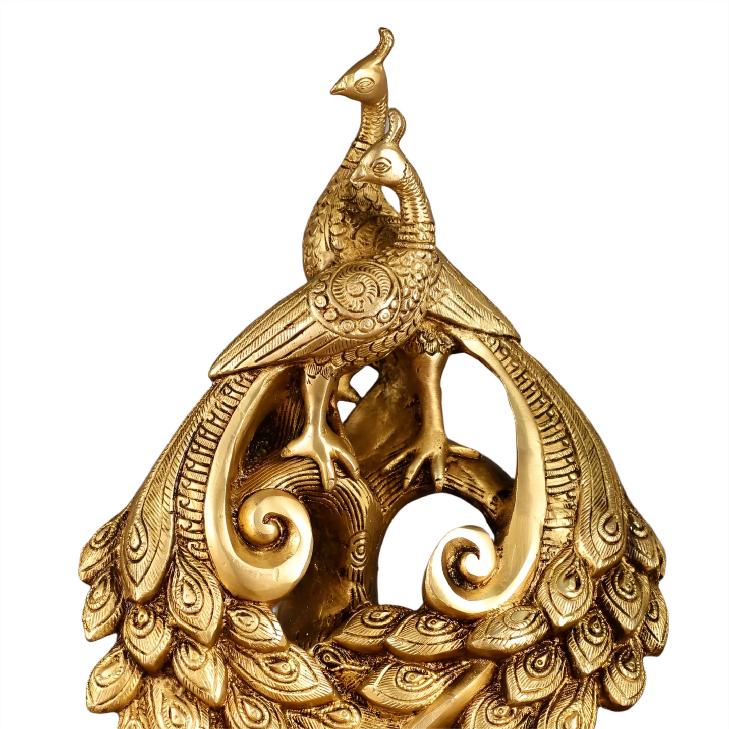 Brassaura™ Brass Superfine Peacock Pair Sitting on Tree Trunk – Height 12 Inches & Weight 4 Kgs