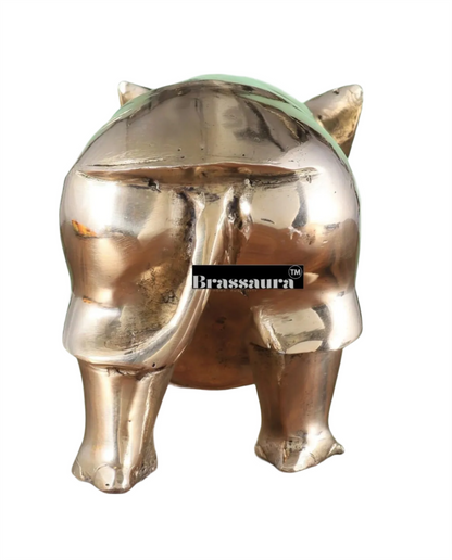 Brassaura™ Intricately Carved Brass Rhino – Height 5.5" | Weight 4.31 Kgs
