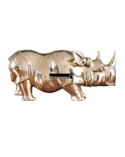 Brassaura™ Intricately Carved Brass Rhino – Height 5.5" | Weight 4.31 Kgs