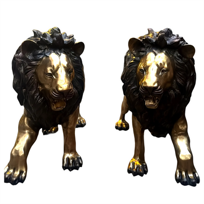 Brassaura™ Majestic Brass Lion Sculpture Pair – Height 48" | Total Weight 400 Kgs