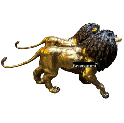 Brassaura™ Majestic Brass Lion Sculpture Pair – Height 48" | Total Weight 400 Kgs