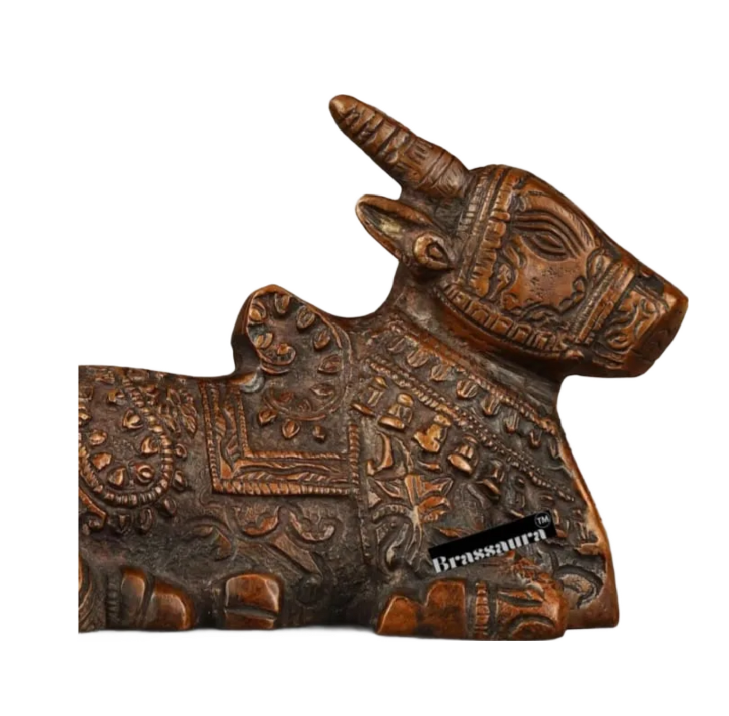 Brassaura™ Brass Nandi Idol – Height 4 Inches & Weight 1.2 Kgs | Handcrafted Spiritual Sculpture