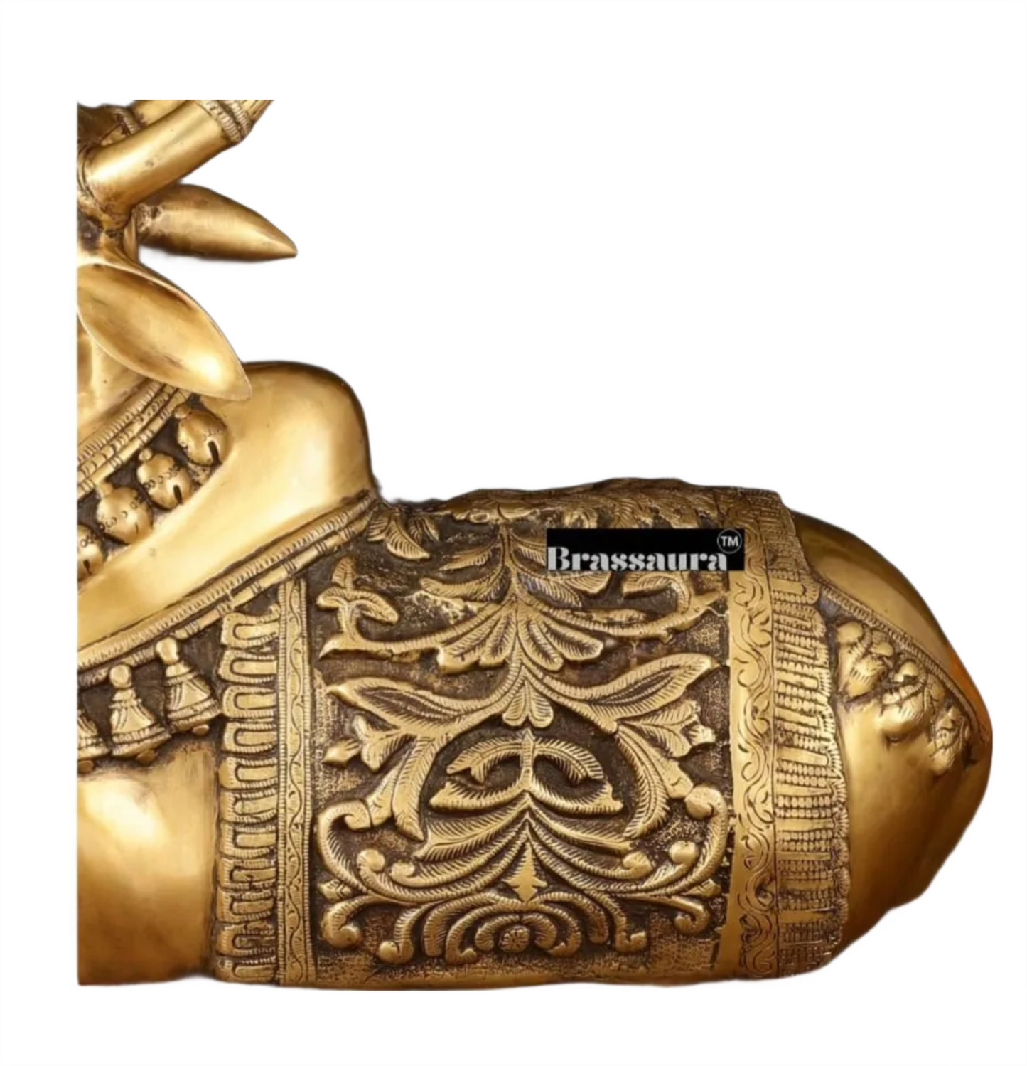 Brassaura™ Large Brass Superfine Nandi Sculpture – Height 14 Inches & Weight 15 Kgs | Handcrafted Devotional Idol