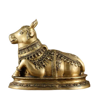 Brassaura™ Brass Nandi Sculpture in Antique Vintage Tone – Height 16.5 Inches & Weight 19.5 Kgs | Spiritual Home & Temple Décor