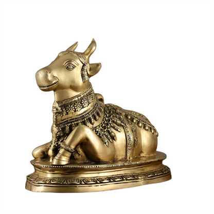 Brassaura™ Brass Nandi Sculpture in Antique Vintage Tone – Height 16.5 Inches & Weight 19.5 Kgs | Spiritual Home & Temple Décor