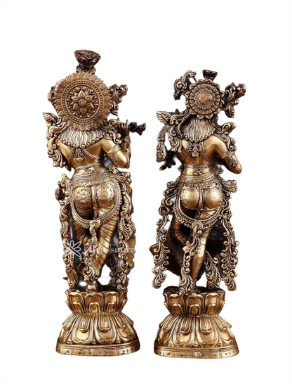 Brassaura™ Superfine Brass Radha Krishna Idol – Height 11.5 Inches & Weight 1.9 Kgs | Elegant Devotional Statue
