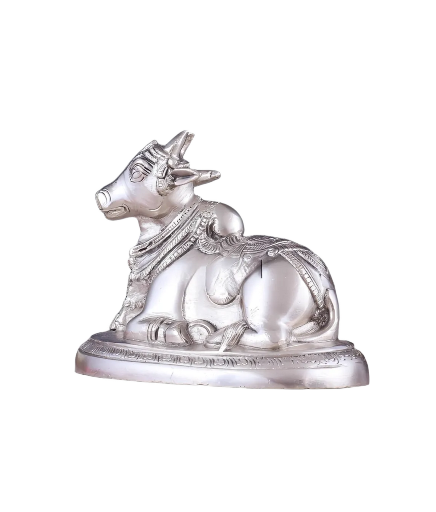 Brassaura™ Brass Superfine Nandi Bull Idol – Height 4.5" & Weight 1.5 Kgs | Sacred Home & Temple Décor