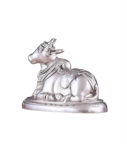 Brassaura™ Brass Superfine Nandi Bull Idol – Height 4.5" & Weight 1.5 Kgs | Sacred Home & Temple Décor