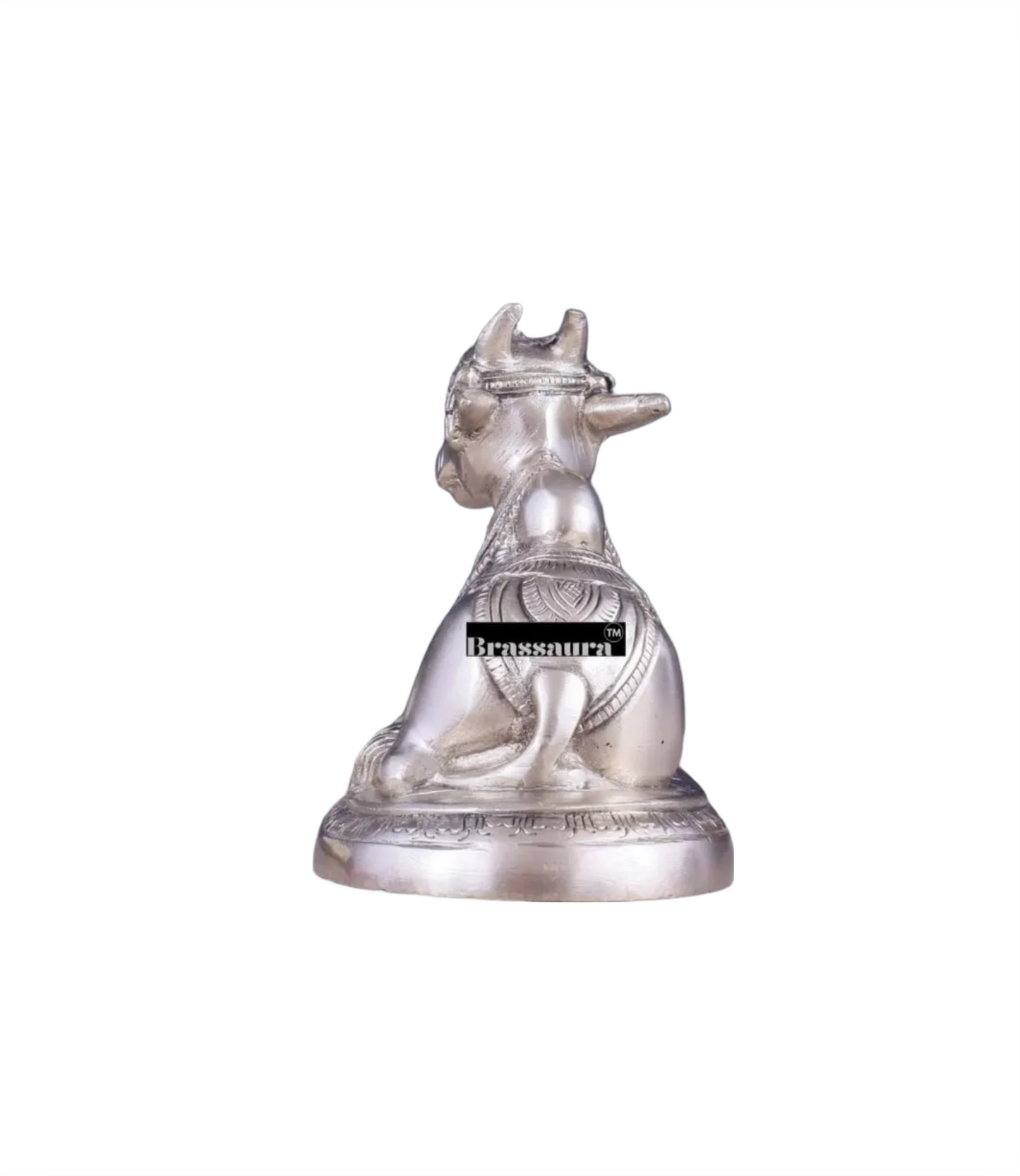 Brassaura™ Brass Superfine Nandi Bull Idol – Height 4.5" & Weight 1.5 Kgs | Sacred Home & Temple Décor
