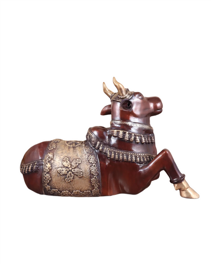 Brassaura™ Antique Brass Nandi Sculpture – Height 21.5" & Weight 30 Kgs | Vintage Patina Finish