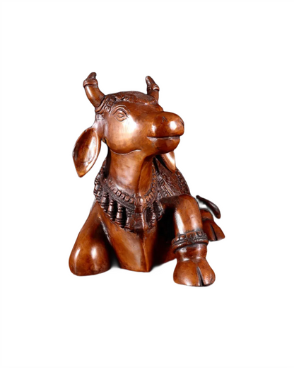 Brassaura™ Brass Nandi Statue with Copper Tone – Height 15" & Weight 9 Kgs | Temple & Home Décor
