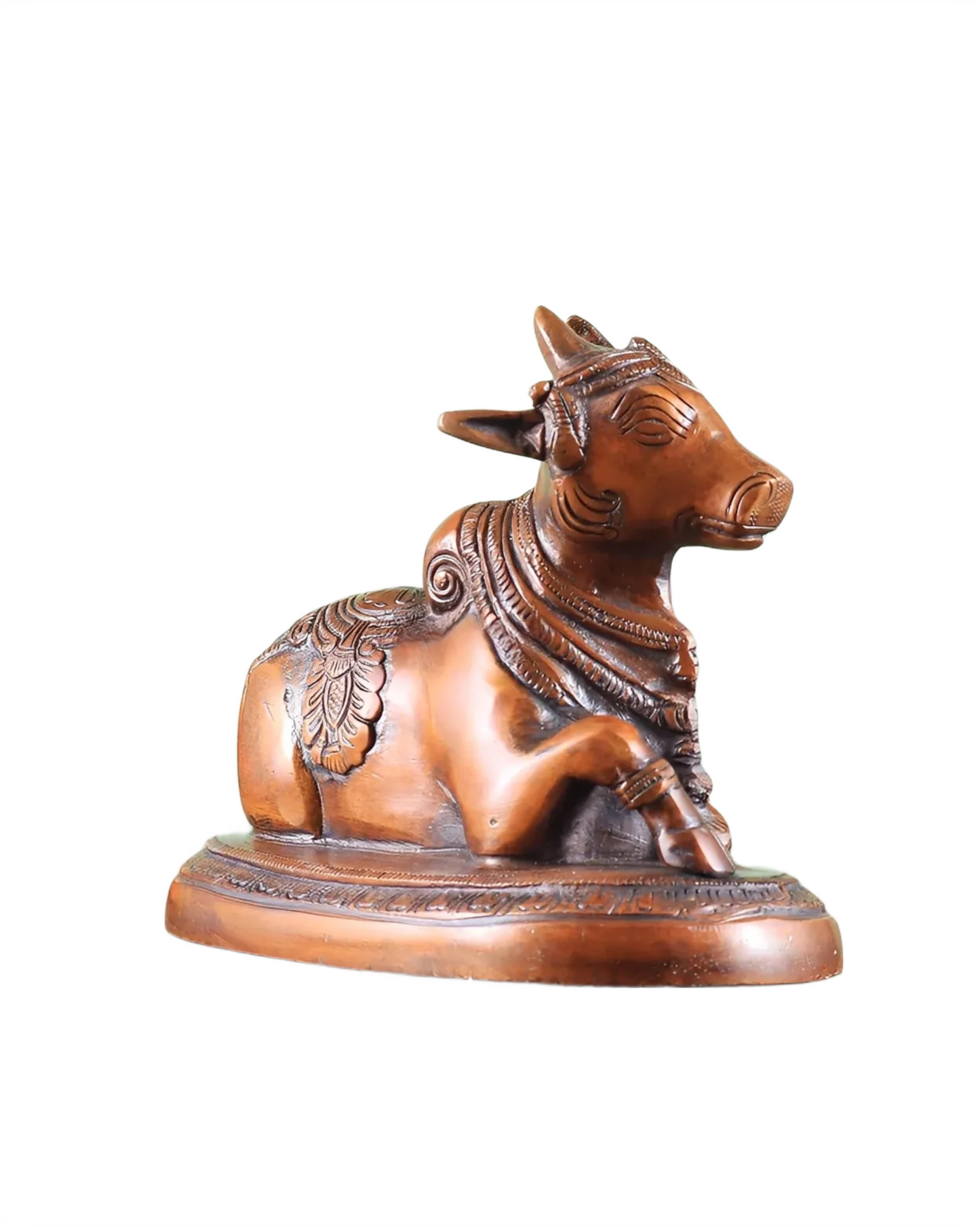 Brassaura™ Brass Superfine Nandi Bull Idol – Copper Tone | Height 4.5" & Weight 1.5 Kgs