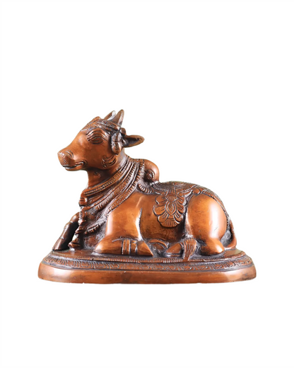 Brassaura™ Brass Superfine Nandi Bull Idol – Copper Tone | Height 4.5" & Weight 1.5 Kgs