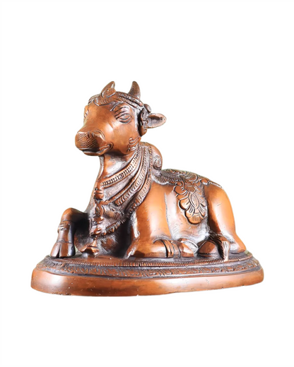 Brassaura™ Brass Superfine Nandi Bull Idol – Copper Tone | Height 4.5" & Weight 1.5 Kgs