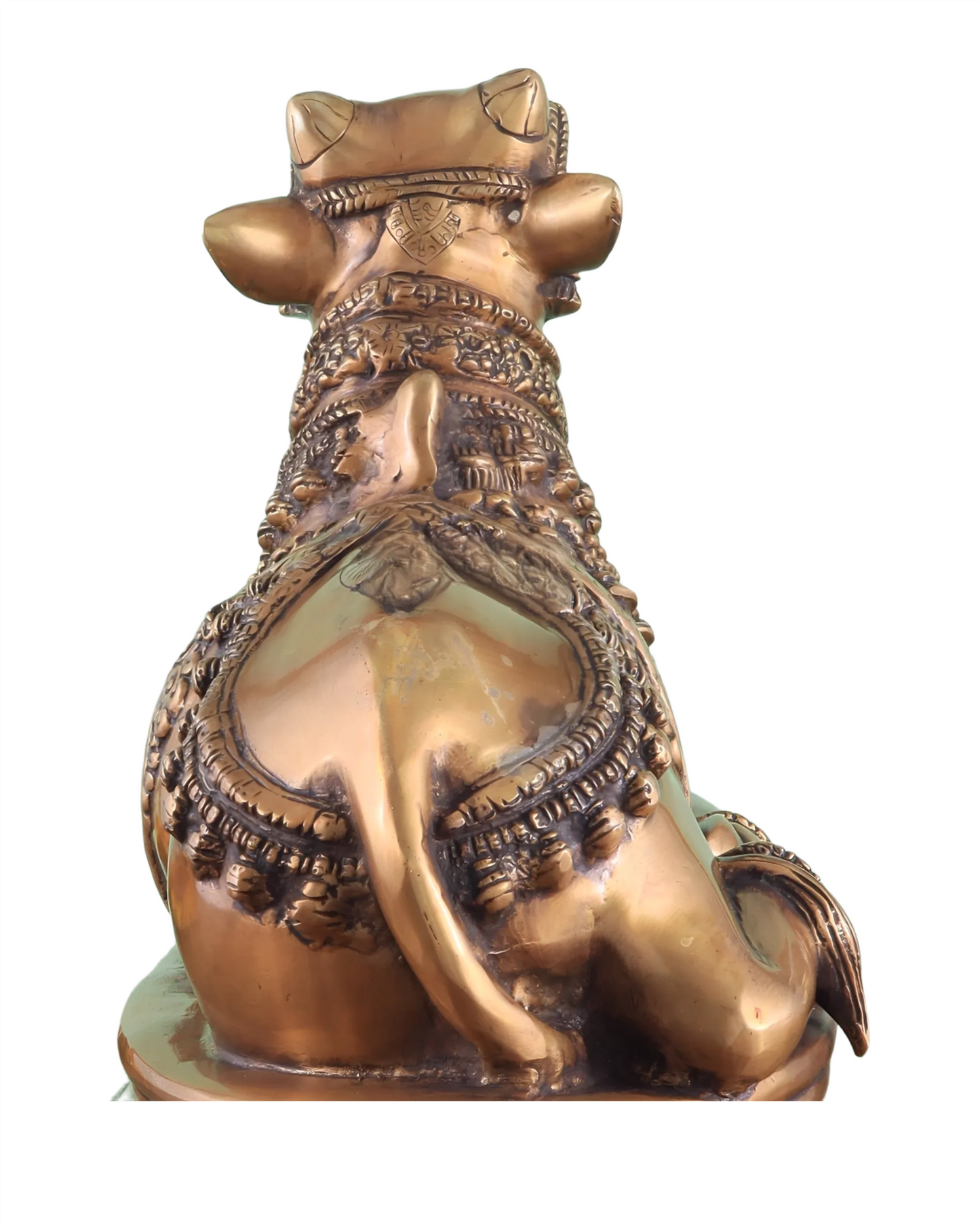 Brassaura™ Handcrafted Brass Nandi Statue – Height 13.5" & Weight 10.5 Kgs | Vintage Detailing