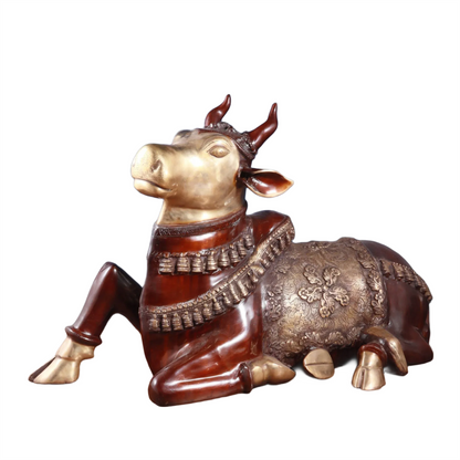 Brassaura™ Antique Large Brass Nandi Sculpture – Height 21.5" & Weight 30 Kgs | Vintage Finish
