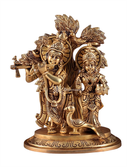 Brassaura™ Superfine Brass Radha Krishna Idol under Kalpavriksha – Height 8 Inches & Weight 2.377 Kgs | Elegant Devotional Statue