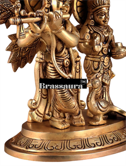 Brassaura™ Superfine Brass Radha Krishna Idol under Kalpavriksha – Height 8 Inches & Weight 2.377 Kgs | Elegant Devotional Statue
