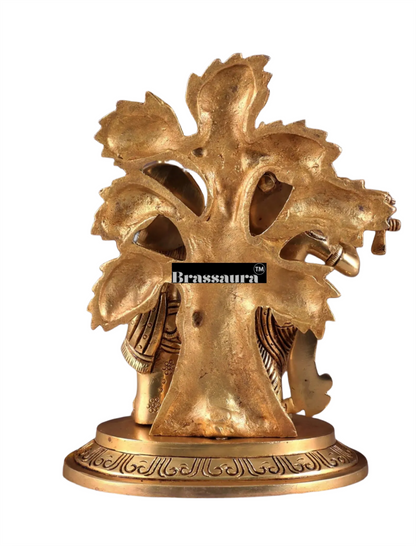 Brassaura™ Superfine Brass Radha Krishna Idol under Kalpavriksha – Height 8 Inches & Weight 2.377 Kgs | Elegant Devotional Statue