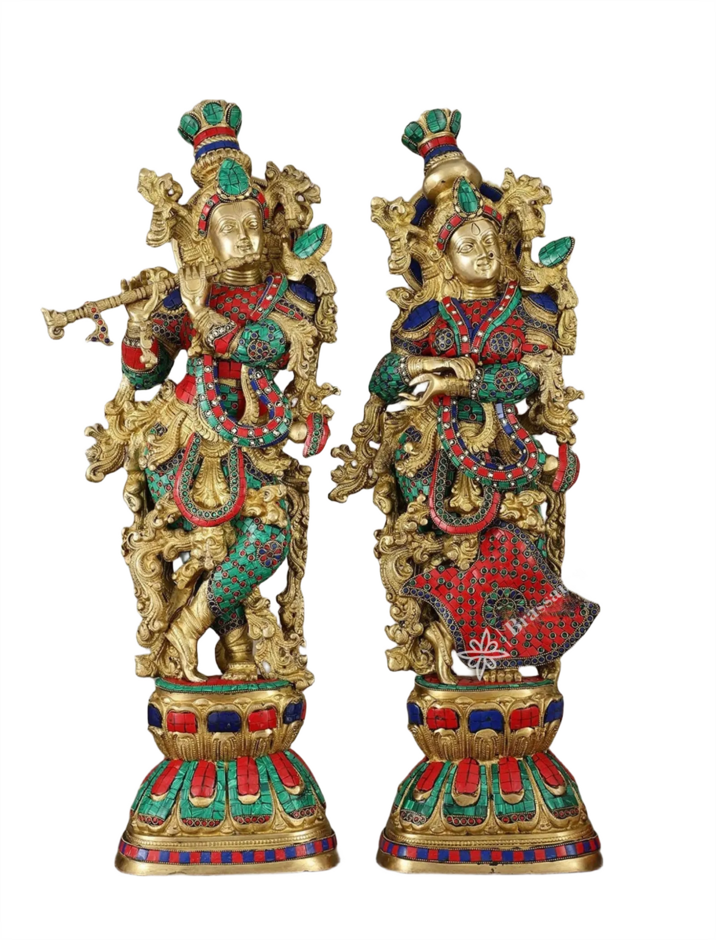 Brassaura™ Handmade Radhakrishna Idol Set – 30" Height | 35 kg – Symbol of Divine Love for Home Décor & Gifting