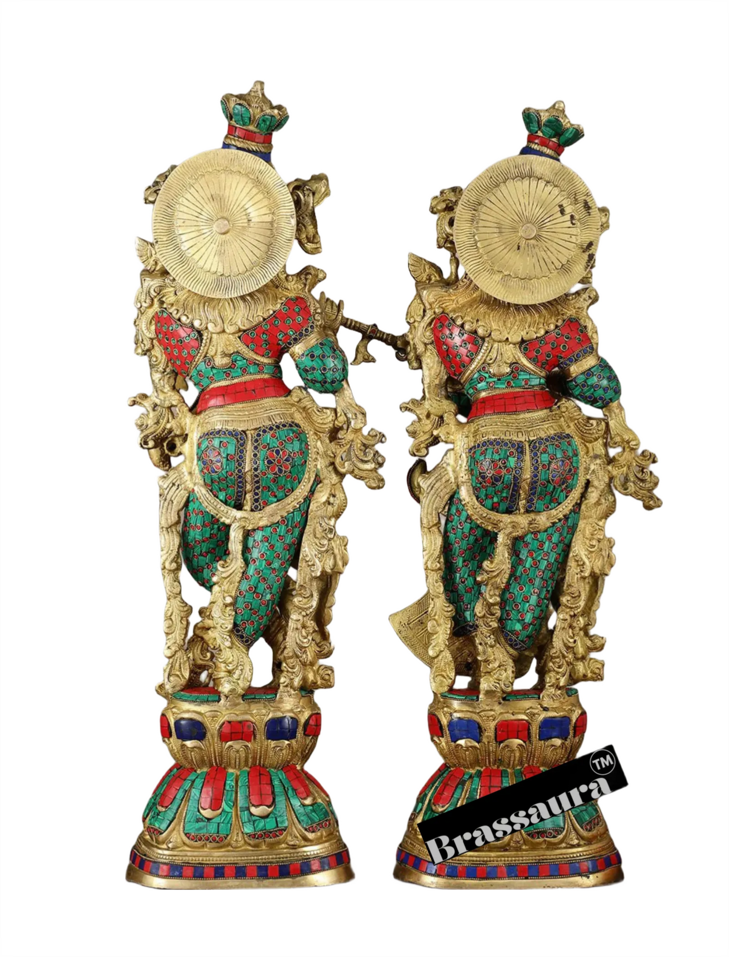 Brassaura™ Handmade Radhakrishna Idol Set – 30" Height | 35 kg – Symbol of Divine Love for Home Décor & Gifting