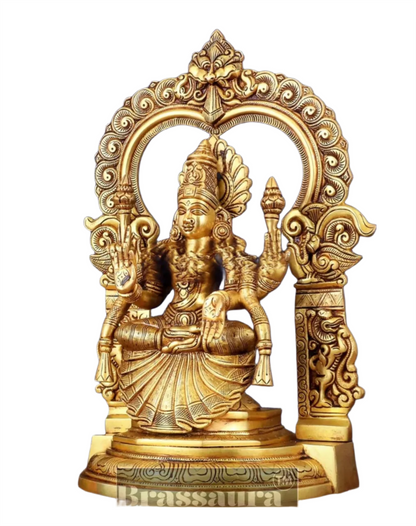 Pure Brass Goddess Padmavathi Lakshmi Statue with Thiruvarchi – 18 Inch Height, 12.5 kg Weight | Superfine Handmade Hindu Idol for Pooja & Decor