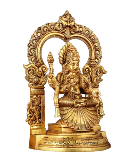Pure Brass Goddess Padmavathi Lakshmi Statue with Thiruvarchi – 18 Inch Height, 12.5 kg Weight | Superfine Handmade Hindu Idol for Pooja & Decor