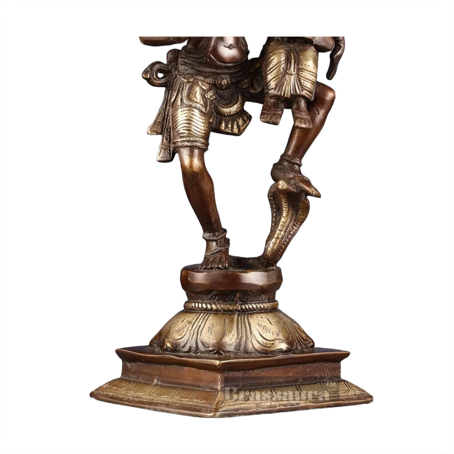Brassaura™ Pure Brass Lord Narasimha with Goddess Lakshmi Idol – 12 Inch Height, 3 kg Weight | Handcrafted Hindu Statue for Home & Temple