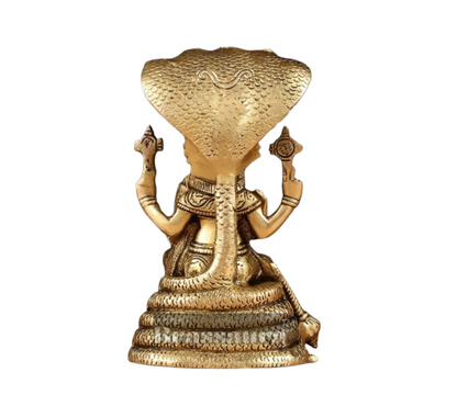 Brassaura™ Pure Brass Narasimha with Lakshmi Statue – 8 Inch Height, 2.2 kg Weight | Handcrafted Hindu Idol for Pooja & Home Decor