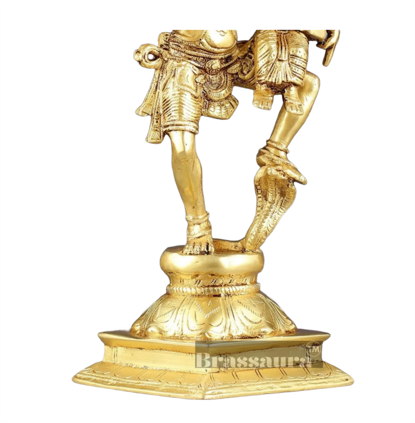Brassaura™ Pure Brass Lord Narasimha with Goddess Lakshmi Idol – 12 Inch Height, 3 kg Weight | Handcrafted Hindu Statue for Home & Temple