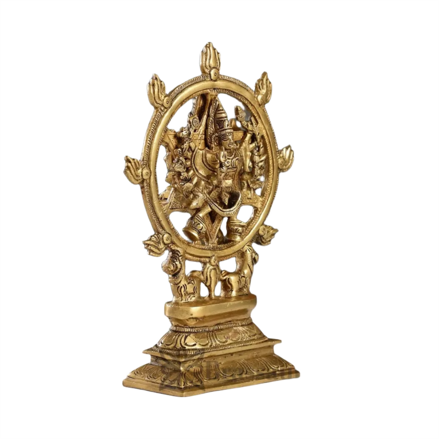 Brassaura™ Pure Brass 16-Armed Lord Vishnu with Meditative Narasimha – 9.5 Inch Height, 2.2 kg Weight | Handcrafted Hindu Idol