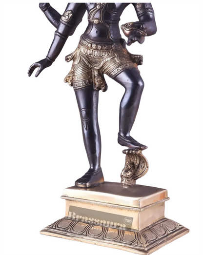 Brassaura™ Pure Brass Lord Narasimha Rescuing Bhooma Devi Idol – 17.5 Inch Height, 6.3 kg Weight | Handcrafted Hindu Statue for Pooja & Decor