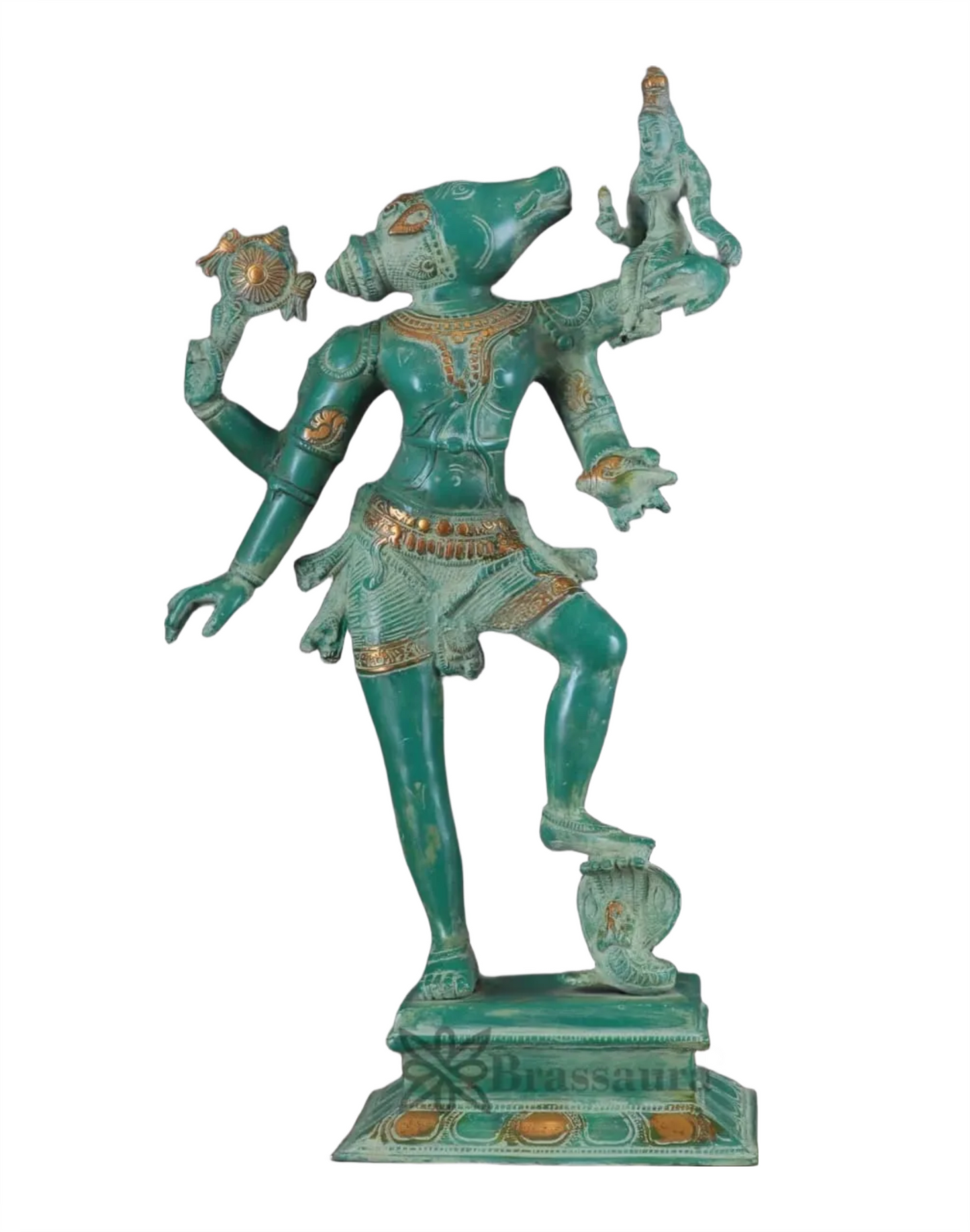 Brassaura™ Pure Brass Lord Varaha with Goddess Bhooma Devi Idol – 17.5 Inch Height, 6.3 kg Weight | Handcrafted Hindu Statue for Pooja & Home Temple