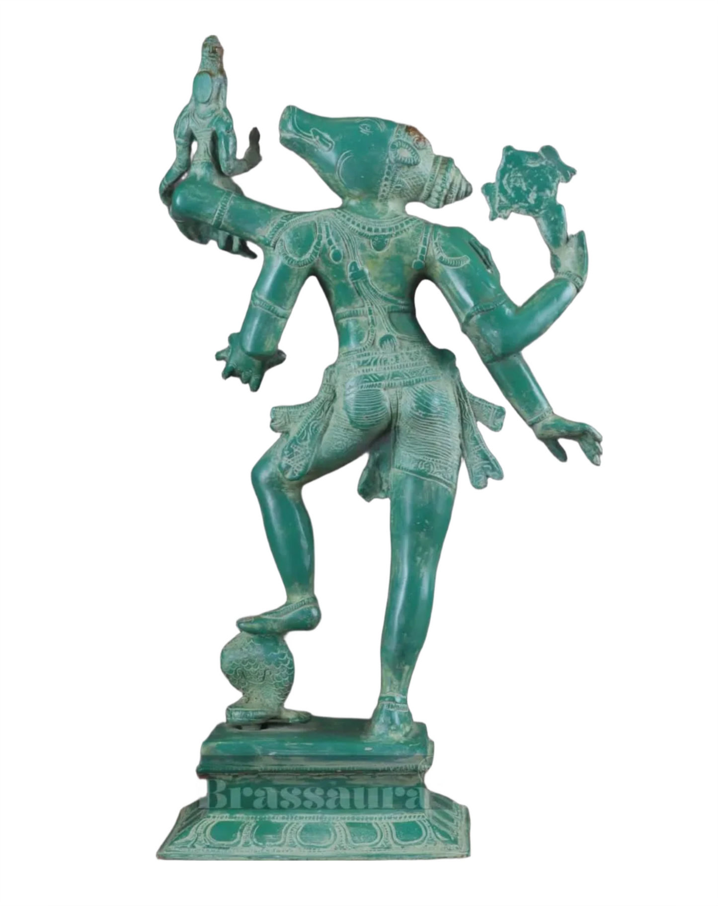 Brassaura™ Pure Brass Lord Varaha with Goddess Bhooma Devi Idol – 17.5 Inch Height, 6.3 kg Weight | Handcrafted Hindu Statue for Pooja & Home Temple