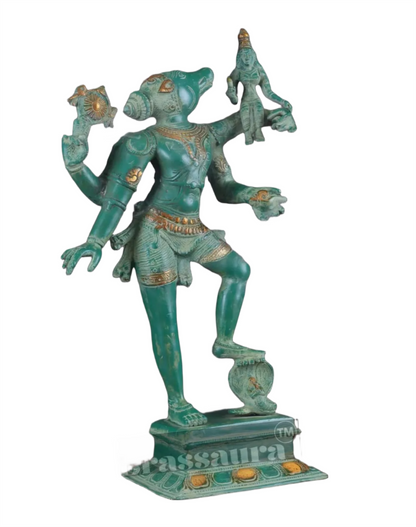 Brassaura™ Pure Brass Lord Varaha with Goddess Bhooma Devi Idol – 17.5 Inch Height, 6.3 kg Weight | Handcrafted Hindu Statue for Pooja & Home Temple
