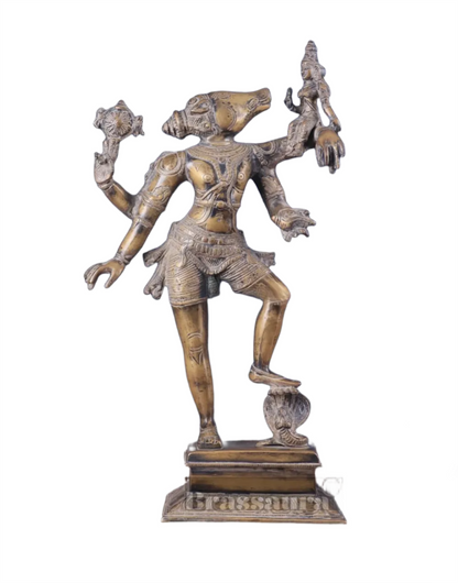 Brassaura™ Pure Brass Lord Varaha with Bhooma Devi Idol – 17.5 Inch Height, 6.3 kg Weight | Handcrafted Hindu Statue for Temple & Home