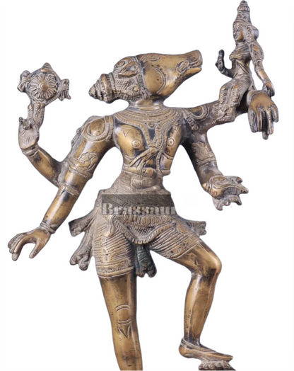 Brassaura™ Pure Brass Lord Varaha with Bhooma Devi Idol – 17.5 Inch Height, 6.3 kg Weight | Handcrafted Hindu Statue for Temple & Home