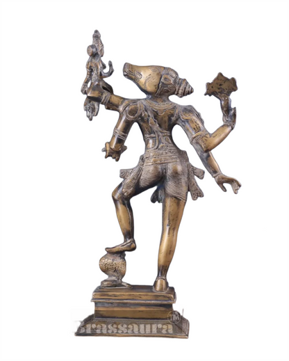 Brassaura™ Pure Brass Lord Varaha with Bhooma Devi Idol – 17.5 Inch Height, 6.3 kg Weight | Handcrafted Hindu Statue for Temple & Home