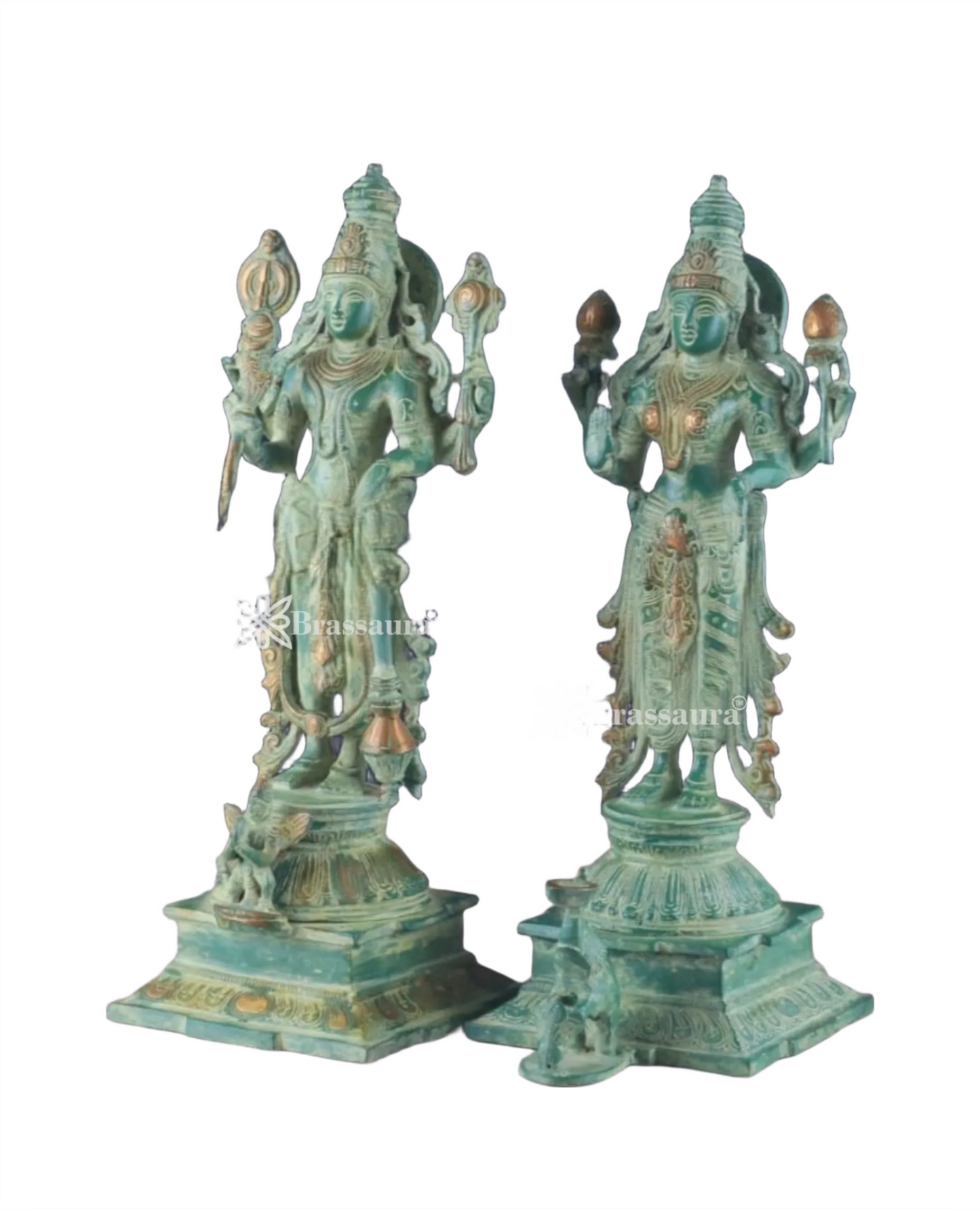 Brassaura™ Exquisitely Detailed Brass Idols Pair – 15-Inch, 9.3kg – Symbol of Prosperity, Protection & Divine Grace for Home Temple or Sacred Spaces