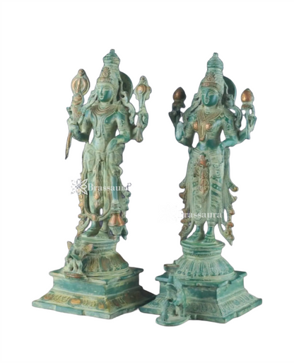 Brassaura™ Exquisitely Detailed Brass Idols Pair – 15-Inch, 9.3kg – Symbol of Prosperity, Protection & Divine Grace for Home Temple or Sacred Spaces