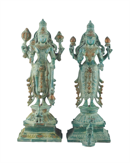 Brassaura™ Exquisitely Detailed Brass Idols Pair – 15-Inch, 9.3kg – Symbol of Prosperity, Protection & Divine Grace for Home Temple or Sacred Spaces