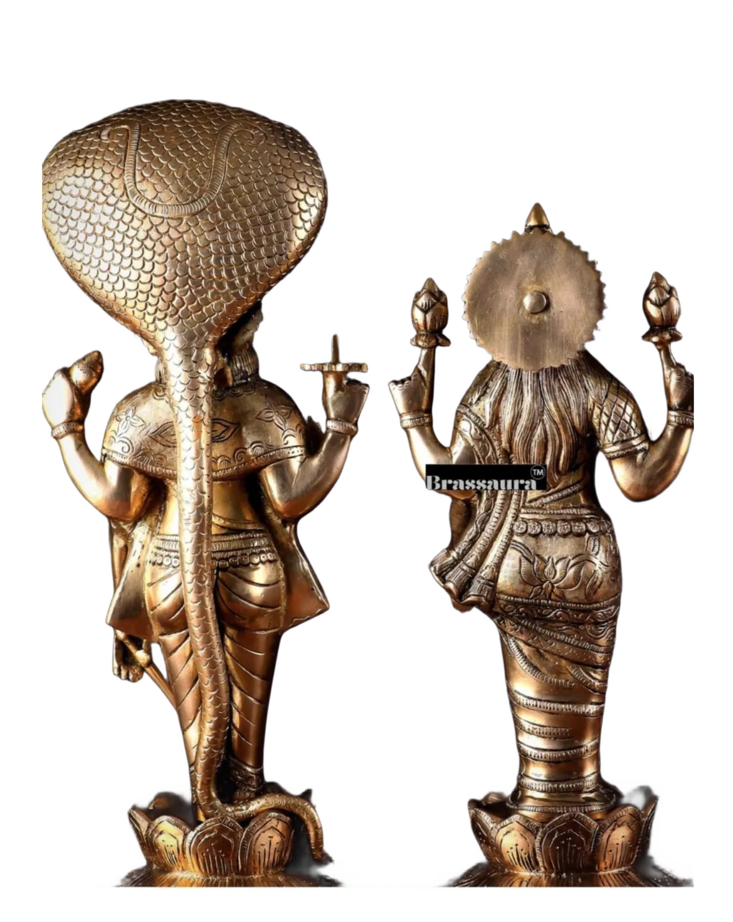 Brassaura™ Vishnu-Lakshmi Brass Idols Pair – 13kg, 17.5-Inch – Symbol of Divine Grace & Eternal Blessings for Home Temple & Spiritual Decor