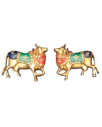 Brassaura™ Brass Kamdhenu Cow Pair | 5 Inches Height | 1.1 Kg Weight (Pair) | Symbol of Prosperity & Abundance