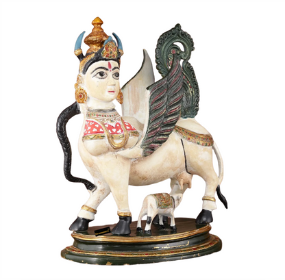 Brassaura™ Kamdhenu Cow Statue with Vintage Hand-Painted Mewar Style | 16.5 Inches Height | 14 Kgs Weight | Divine Symbol of Grace & Prosperity