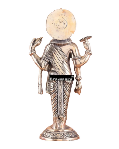 Brassaura™ Handcrafted Pure Brass Lord Dhanvantari Idol | 15 Inch Height | 4.16 KG Weight | Natural Brass Finish