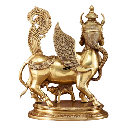 Brassaura™ Kamdhenu Cow Statue | 16.5 Inches Height | 14 Kgs Weight | Divine Brass Artistry